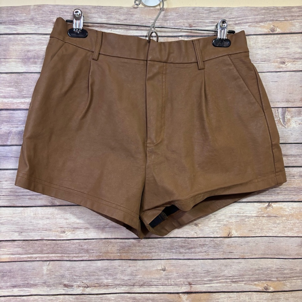 Free People Women Small Brown Roma Vegan Leather Faux Suede Shorts